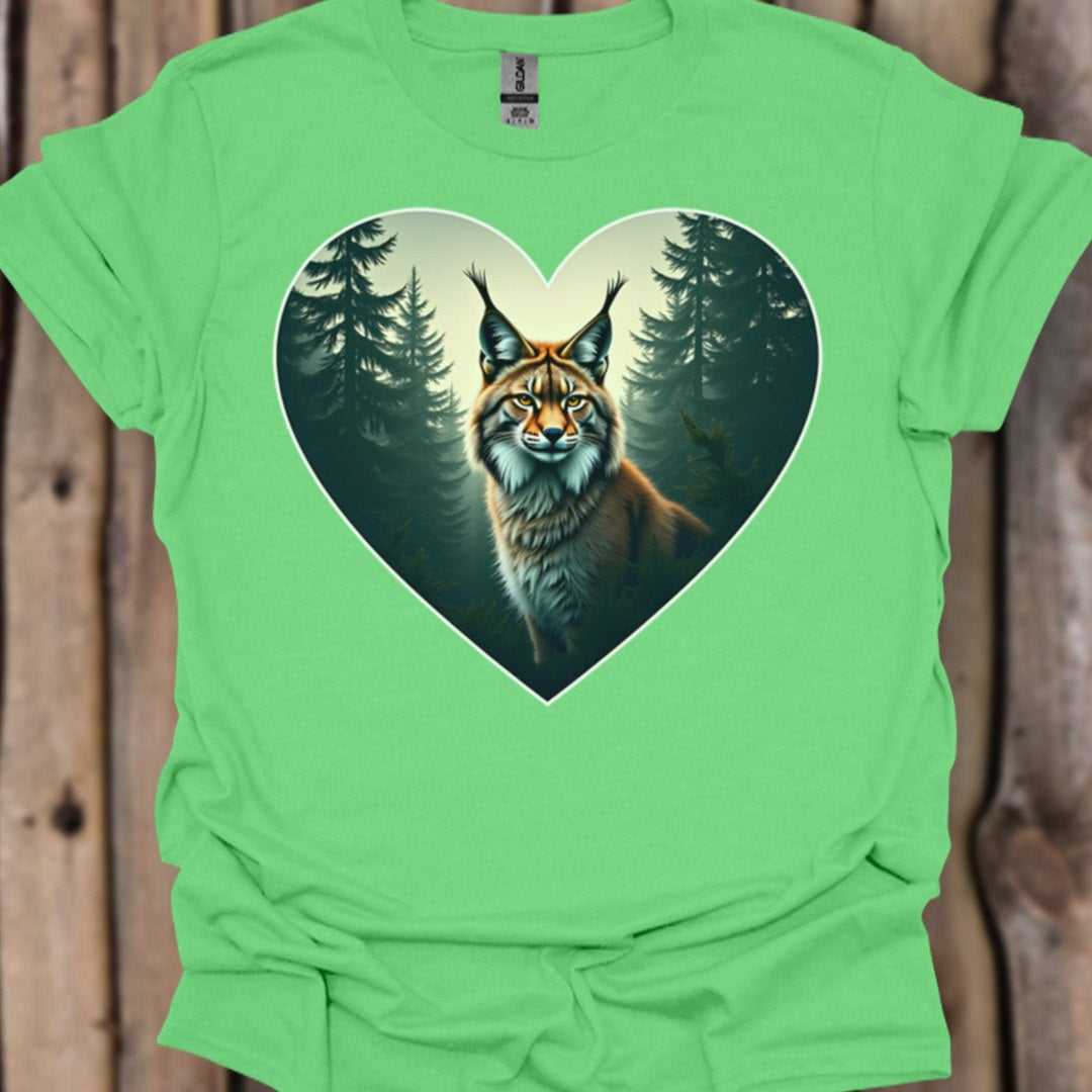Lynx malin en forme de coeur T-shirt tendance