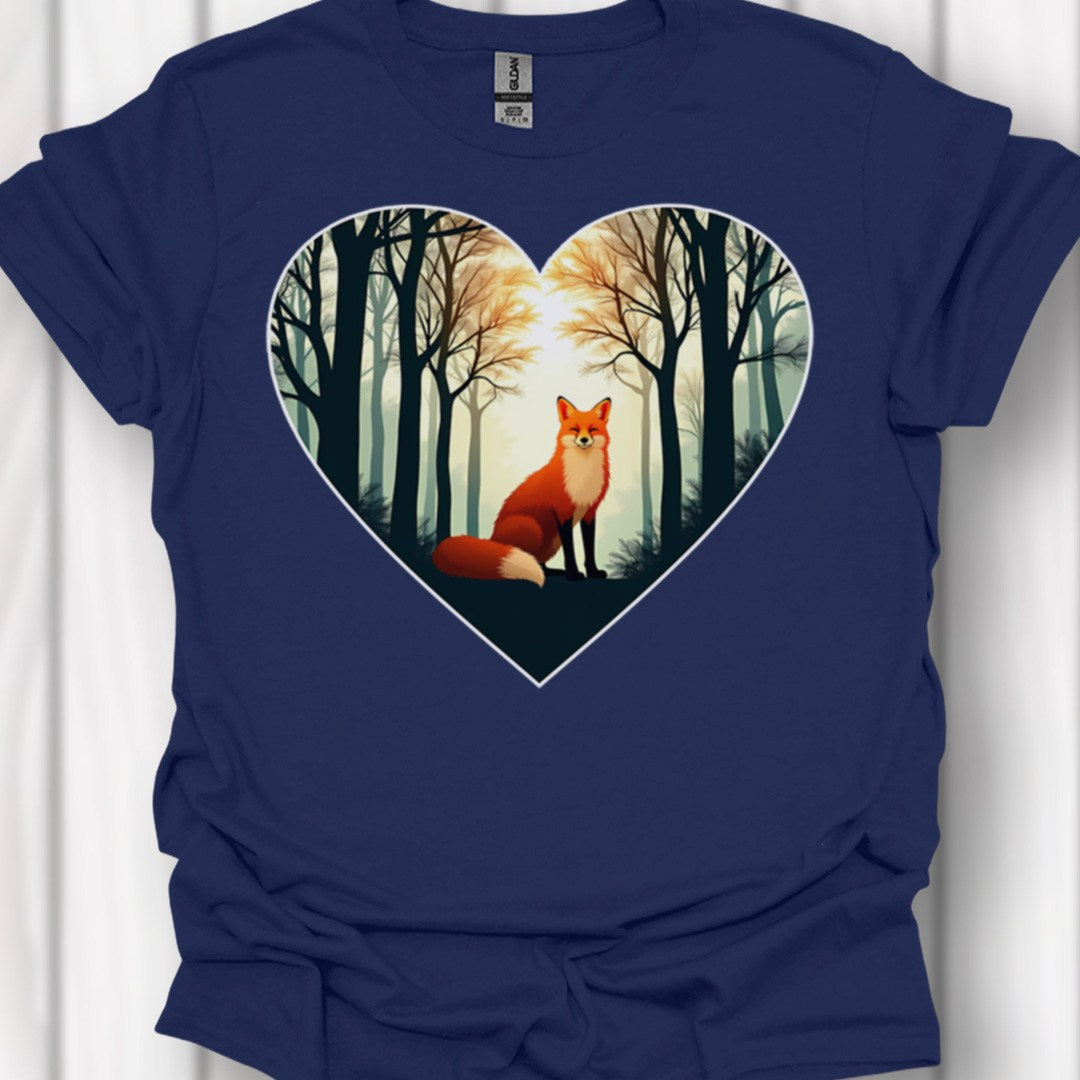 Renard assis en forme de coeur T-shirt intemporel
