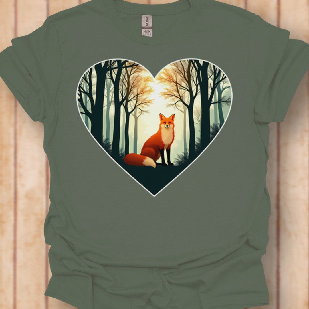 Renard assis en forme de coeur T-shirt intemporel
