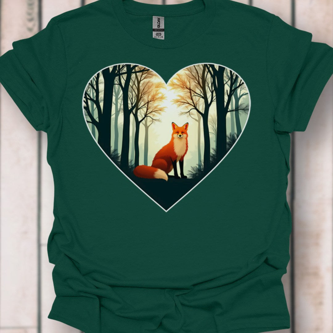 Renard assis en forme de coeur T-shirt intemporel