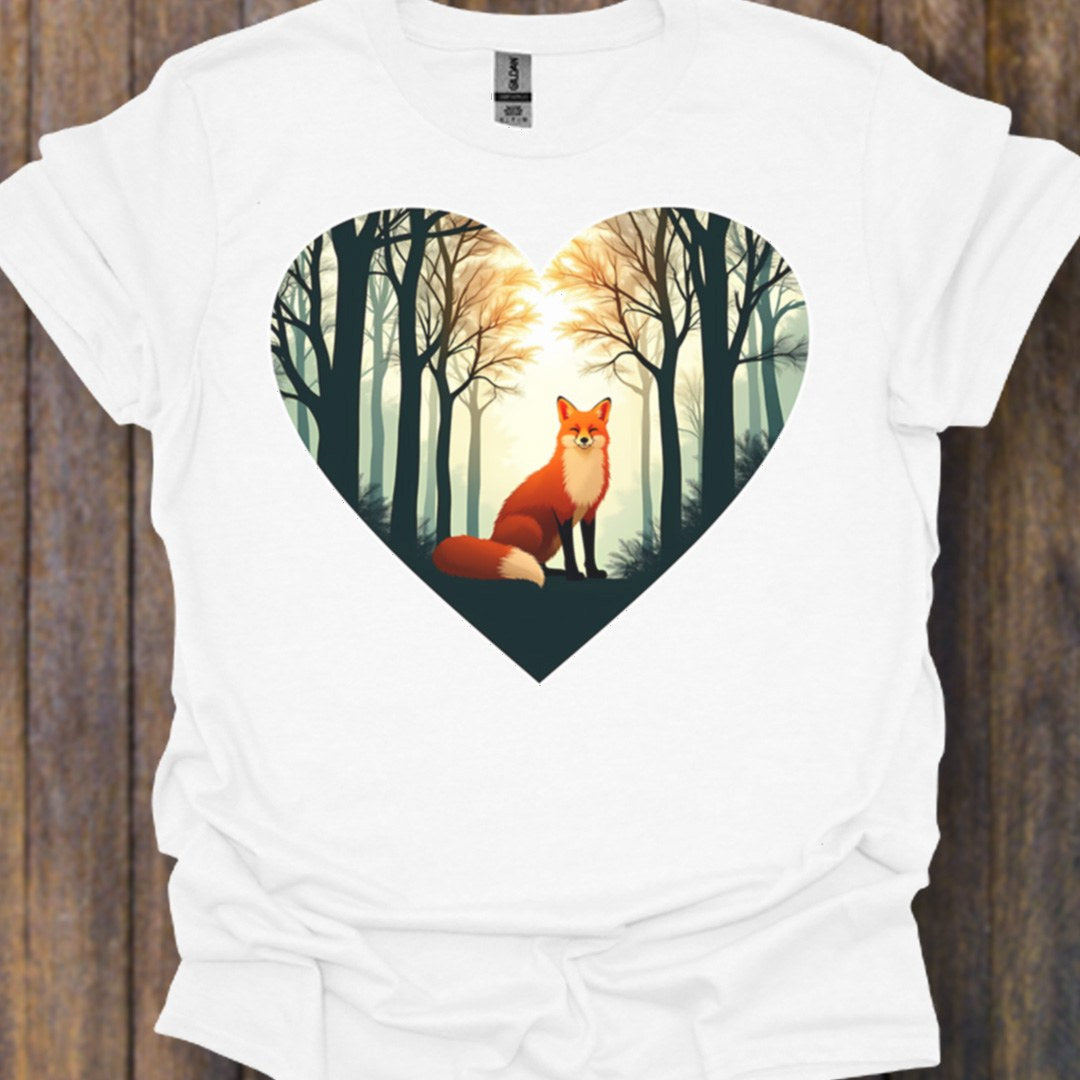 Renard assis en forme de coeur T-shirt intemporel