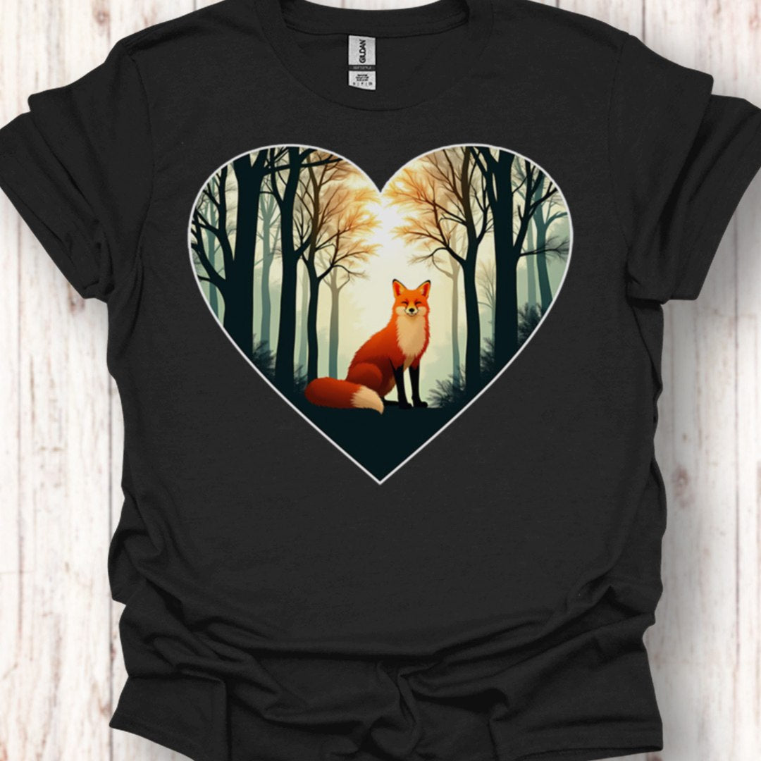Renard assis en forme de coeur T-shirt intemporel