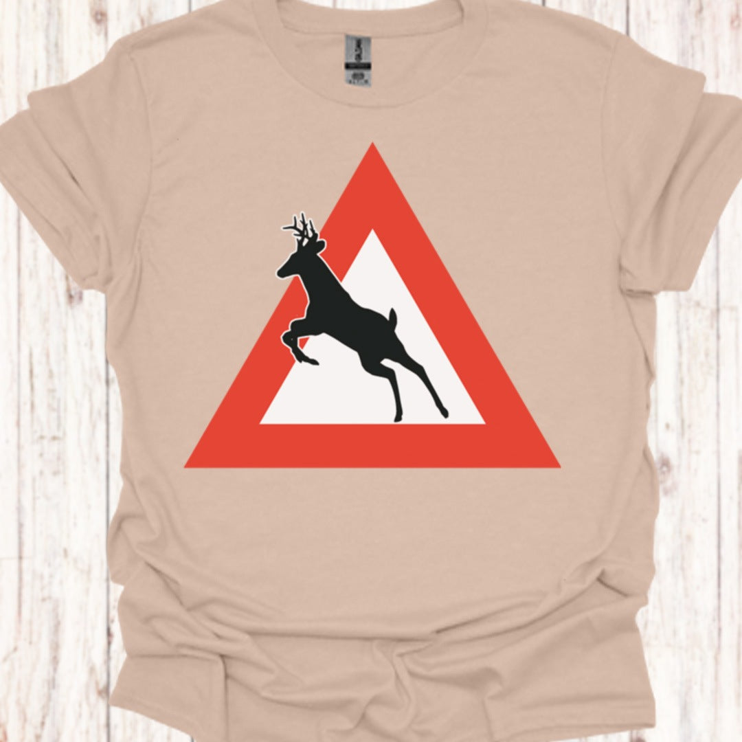 Waarschuwingsbord Hert T‑Shirt