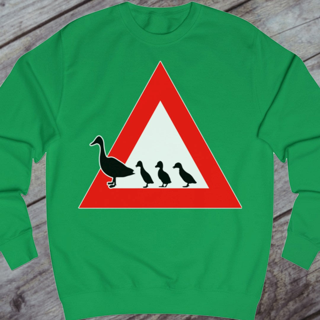 Warning sign ducks sweatshirt