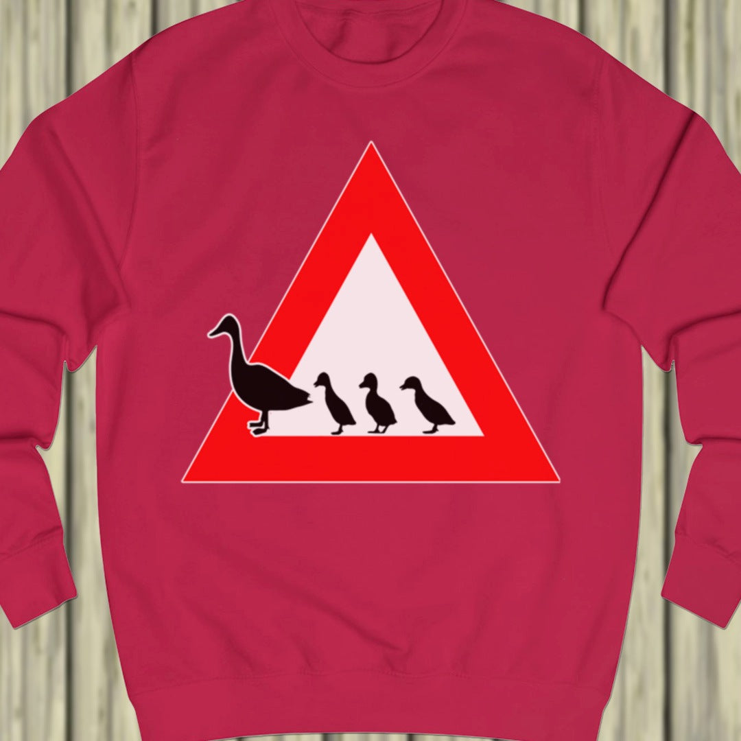 Warning sign ducks sweatshirt