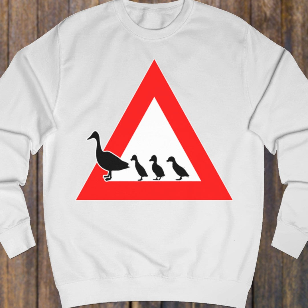 Warning sign ducks sweatshirt