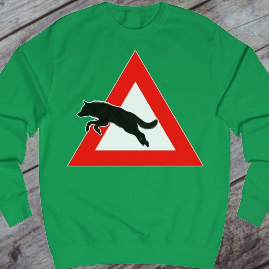 Waarschuwingsbord wolf sweatshirt