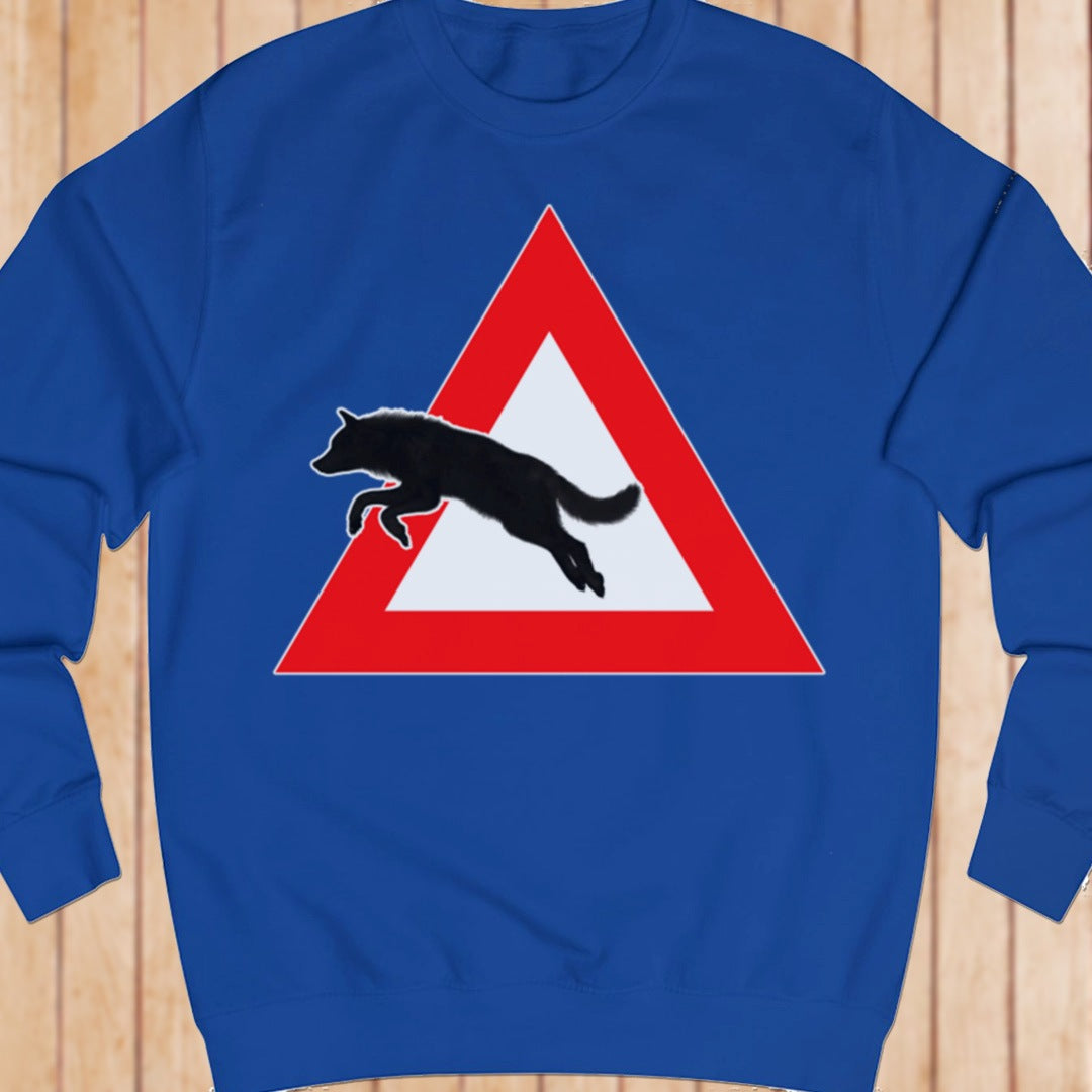 Waarschuwingsbord wolf sweatshirt