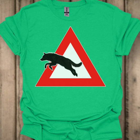 Waarschuwingsbord Wolf T‑Shirt
