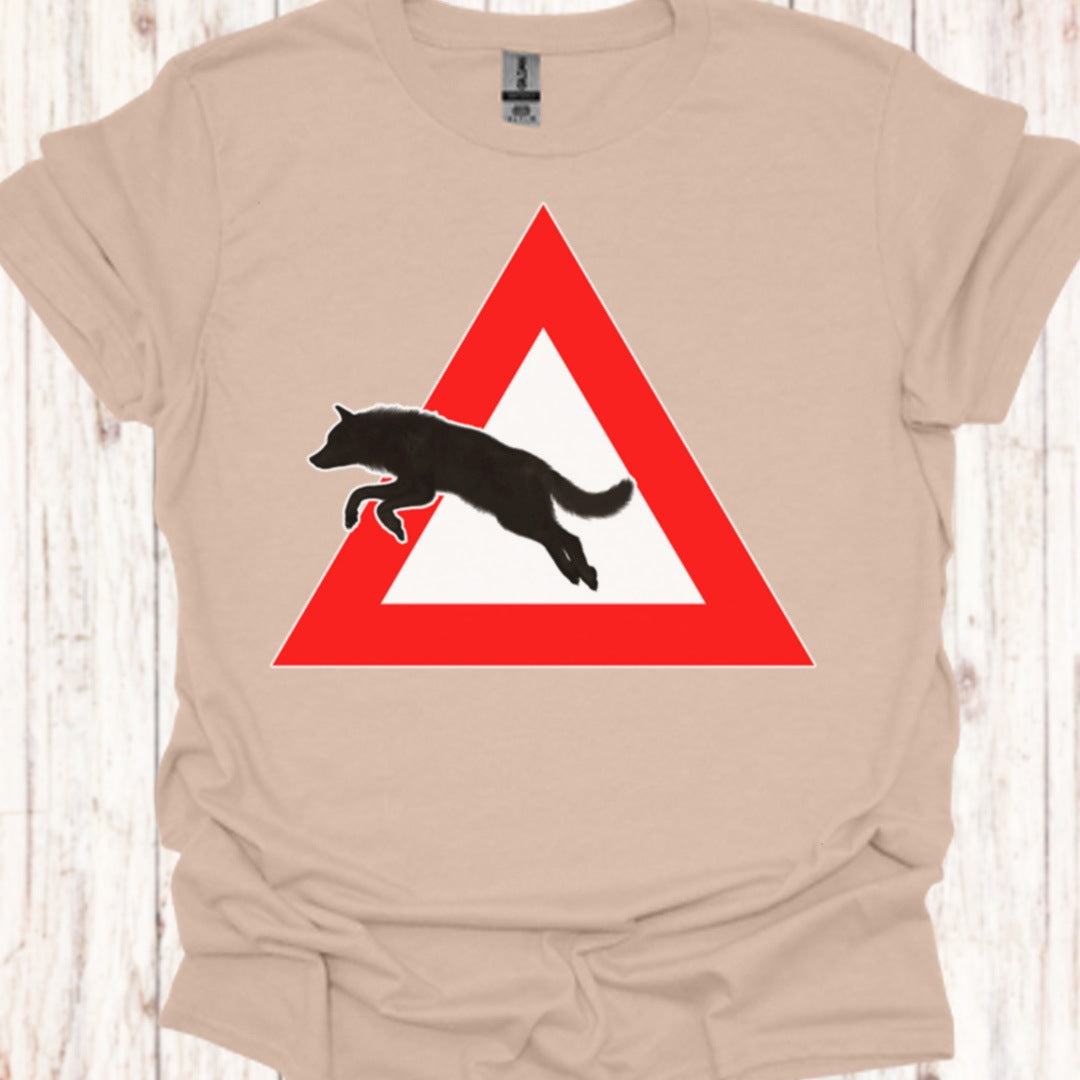 Waarschuwingsbord Wolf T‑Shirt