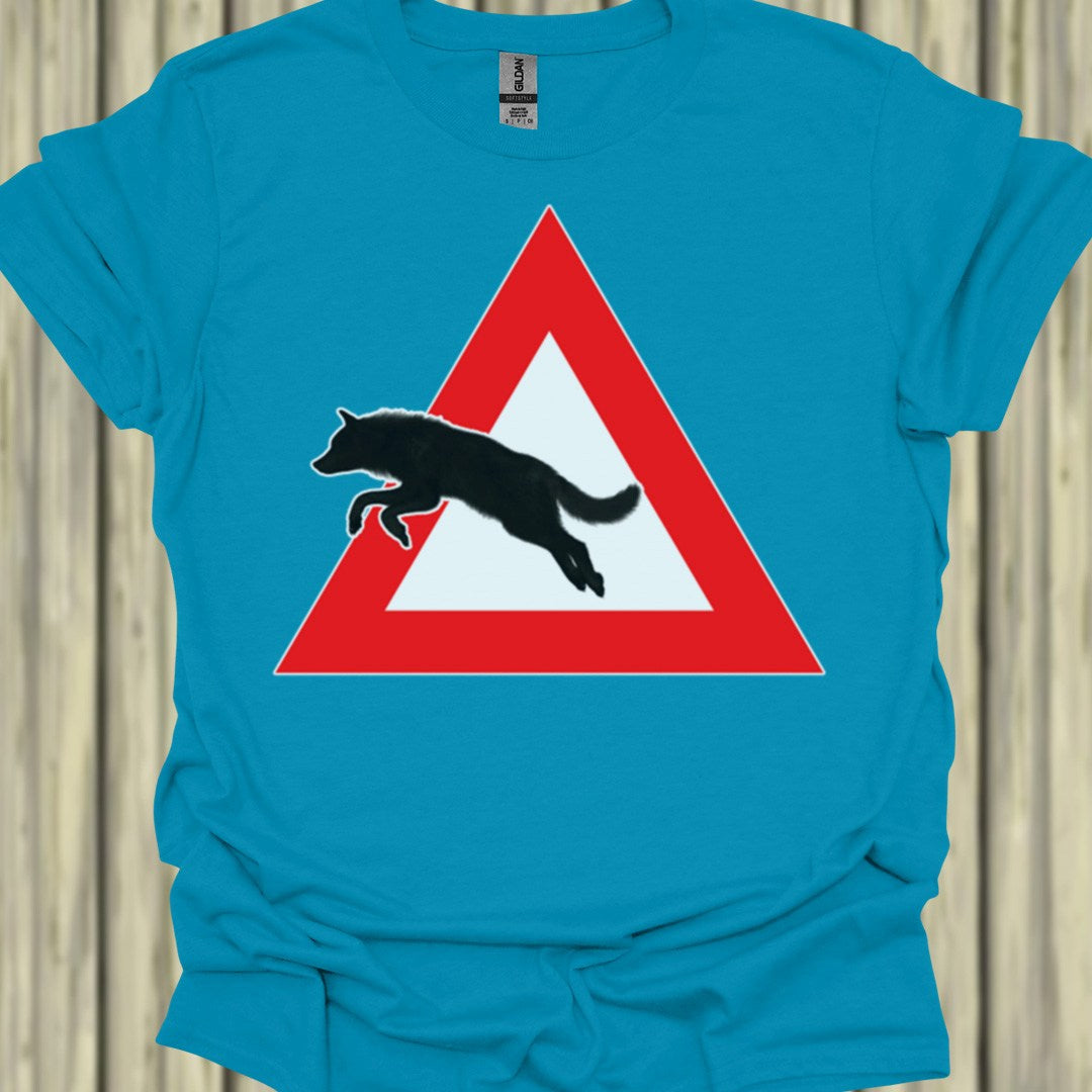 Waarschuwingsbord Wolf T‑Shirt