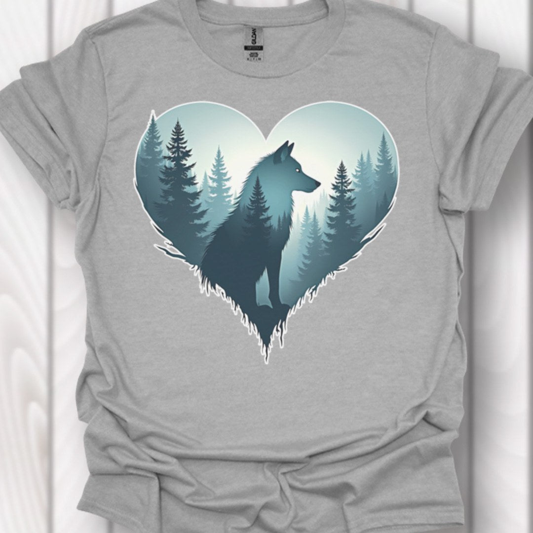 Wolf in hartvorm tijdloos T-shirt