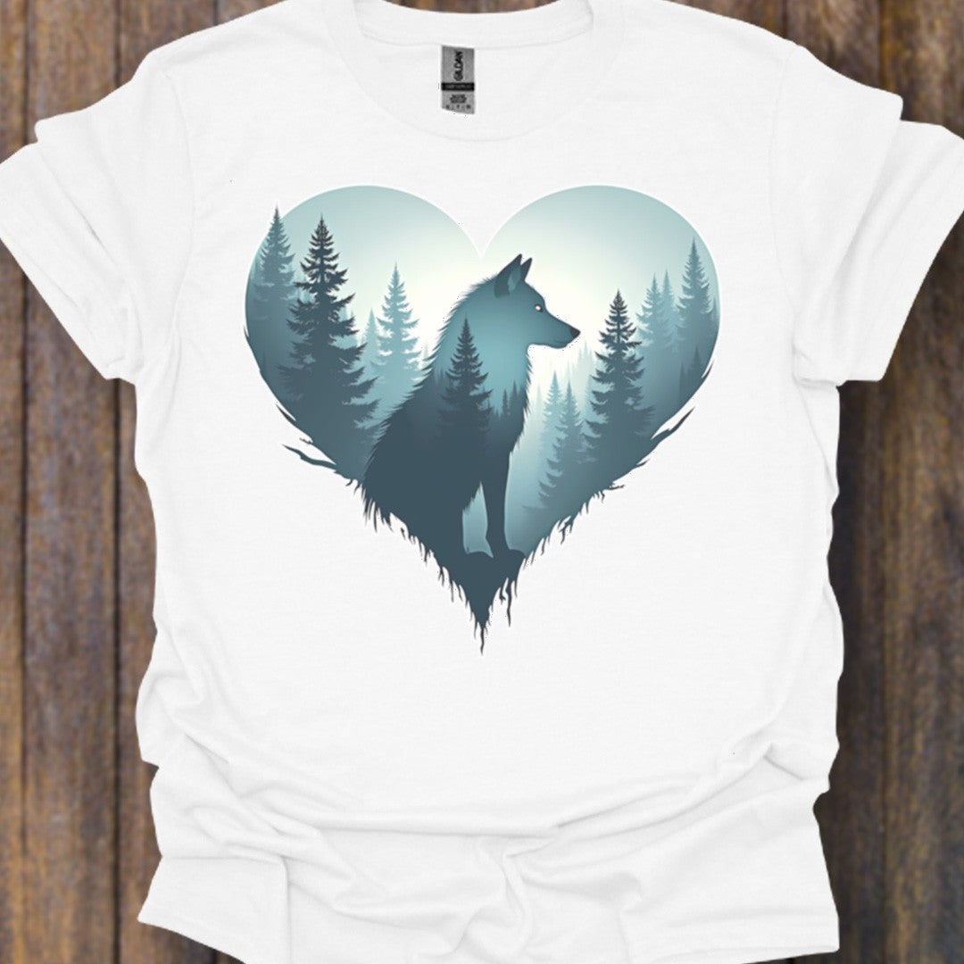 Wolf in hartvorm tijdloos T-shirt