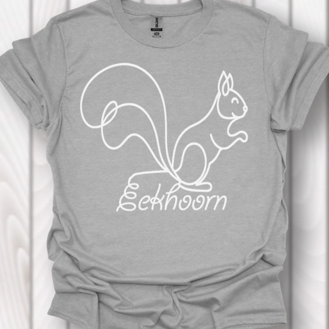 Eekhoorn lijntekening wit tijdloos T-shirt
