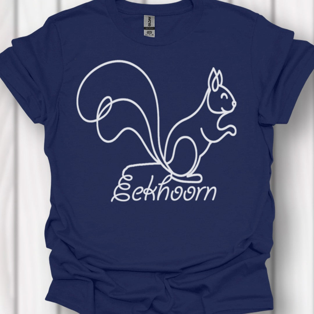 Eekhoorn lijntekening wit tijdloos T-shirt