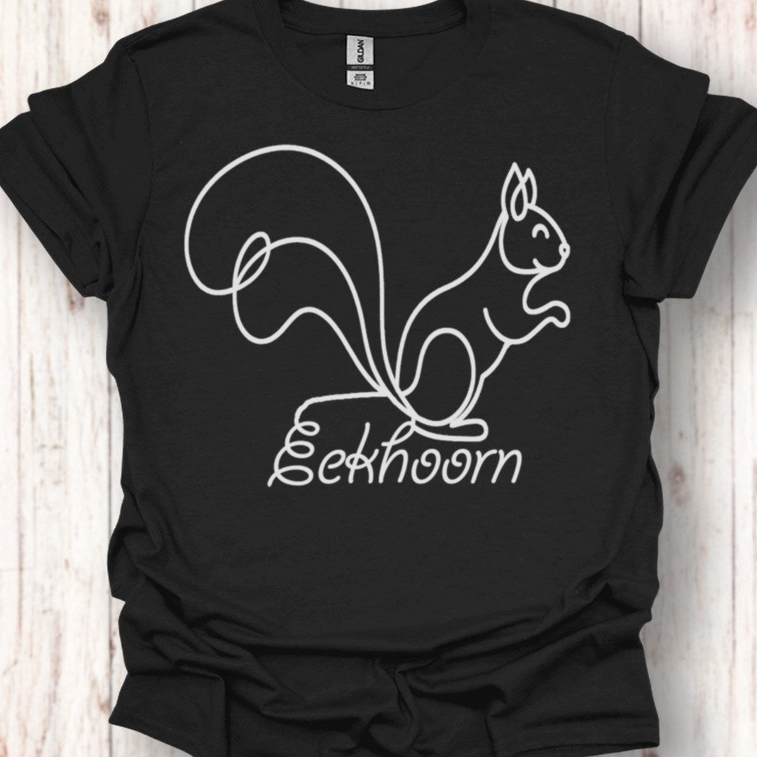 Eekhoorn lijntekening wit tijdloos T-shirt