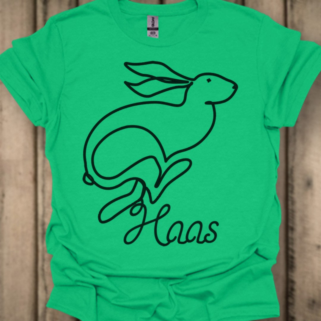 Hare line drawing black trendy T-shirt