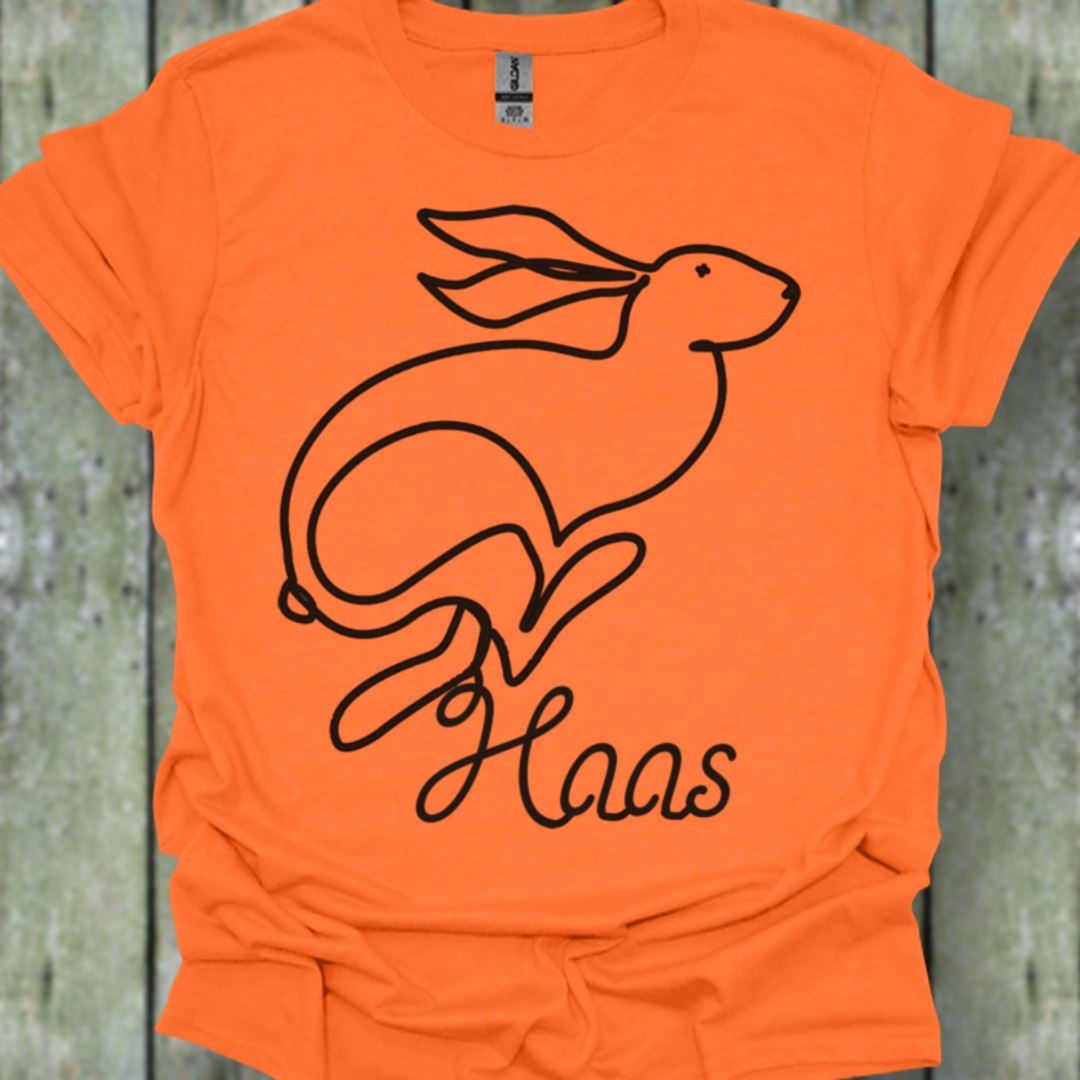 Hare line drawing black trendy T-shirt
