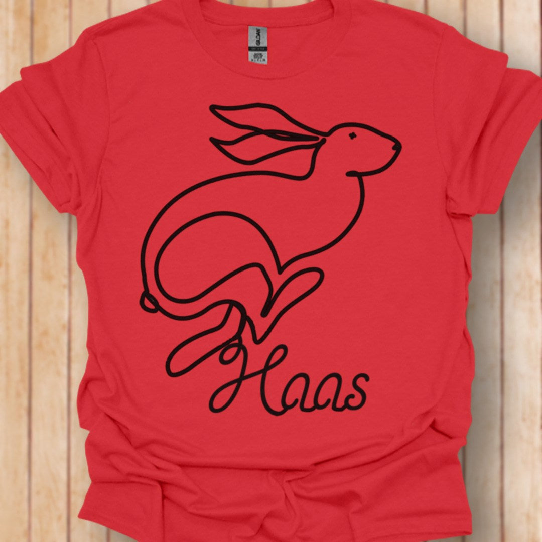 Hare line drawing black trendy T-shirt