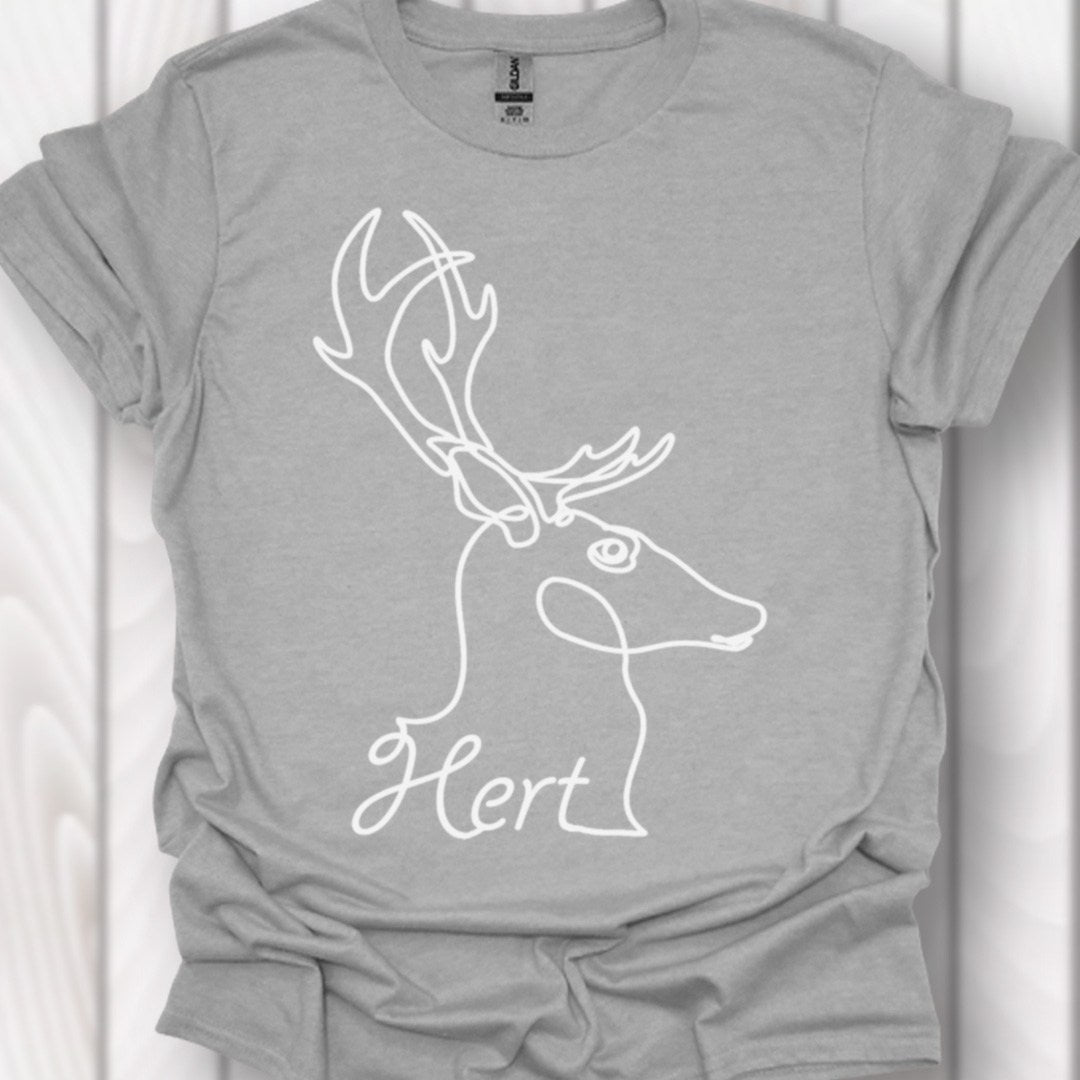 Cerf dessin au trait blanc T-shirt intemporel