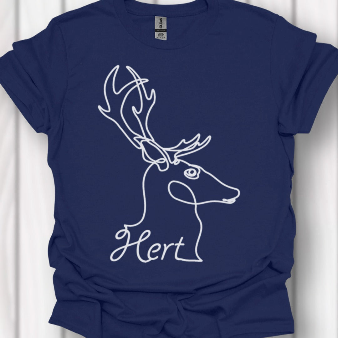 Cerf dessin au trait blanc T-shirt intemporel