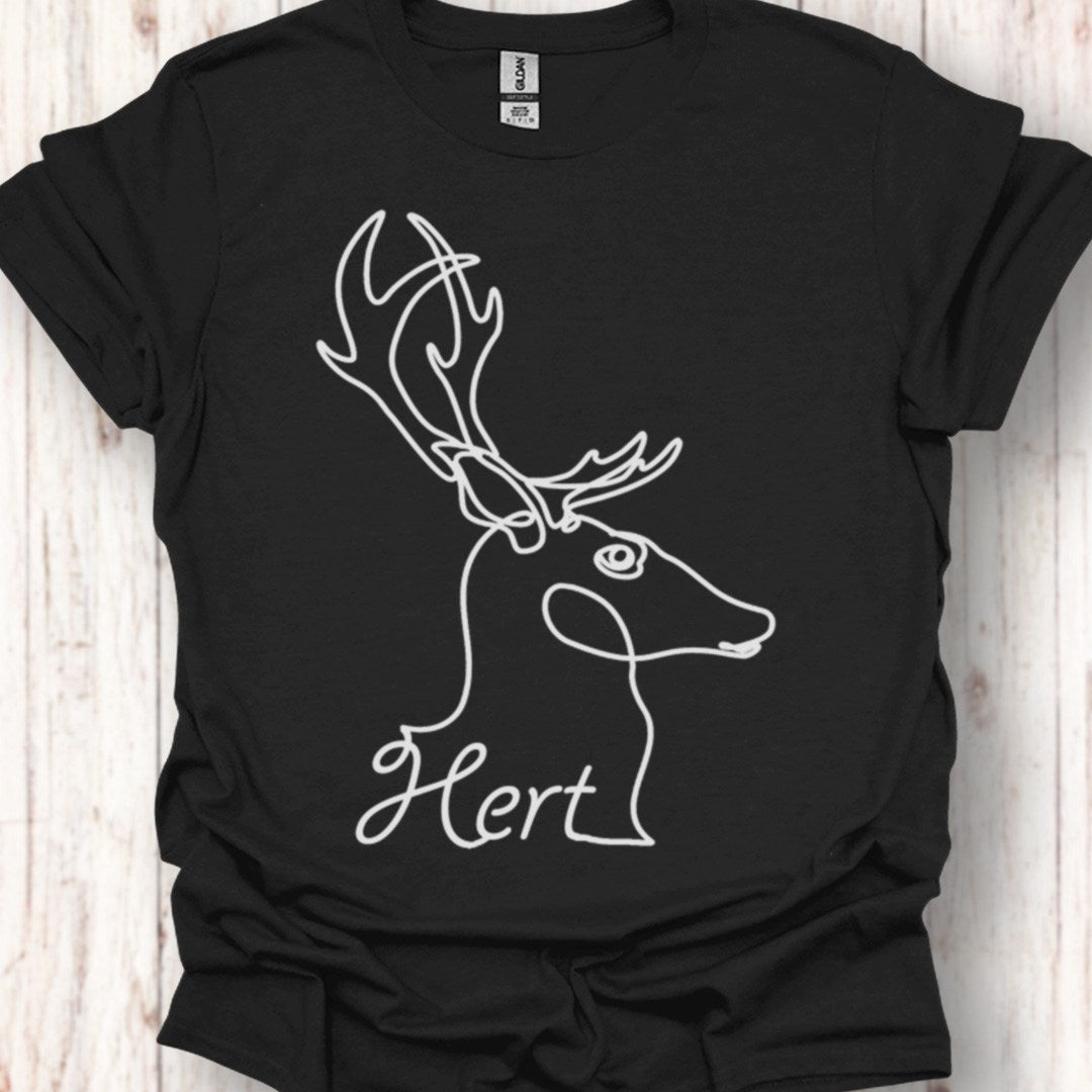 Cerf dessin au trait blanc T-shirt intemporel