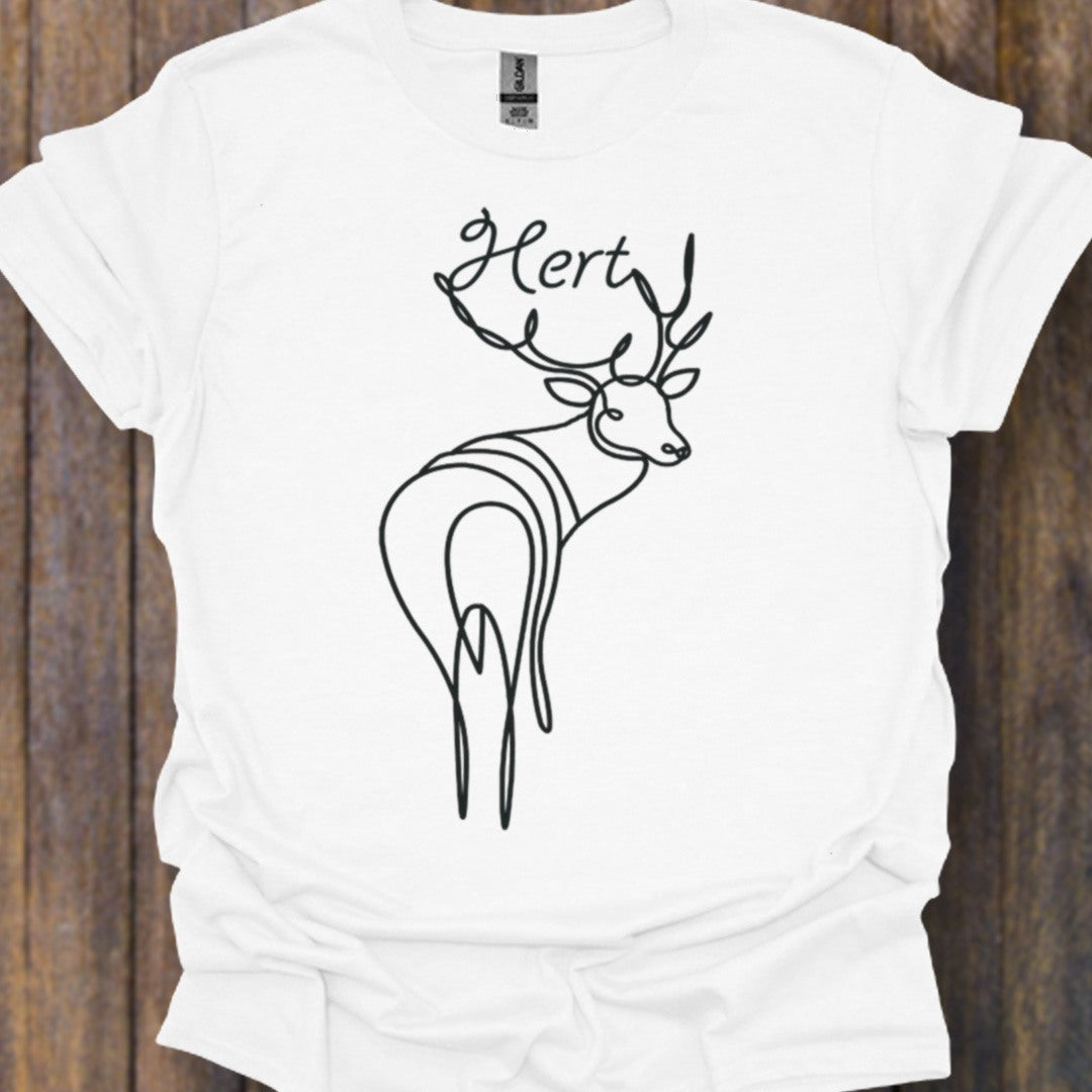Cerf debout dessin au trait noir T-shirt intemporel