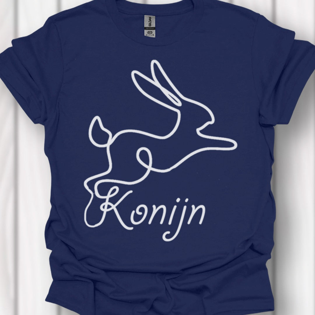 Konijn lijntekening wit tijdloos T-shirt