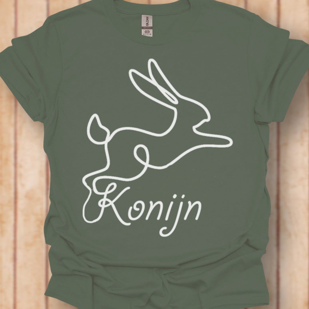Konijn lijntekening wit tijdloos T-shirt