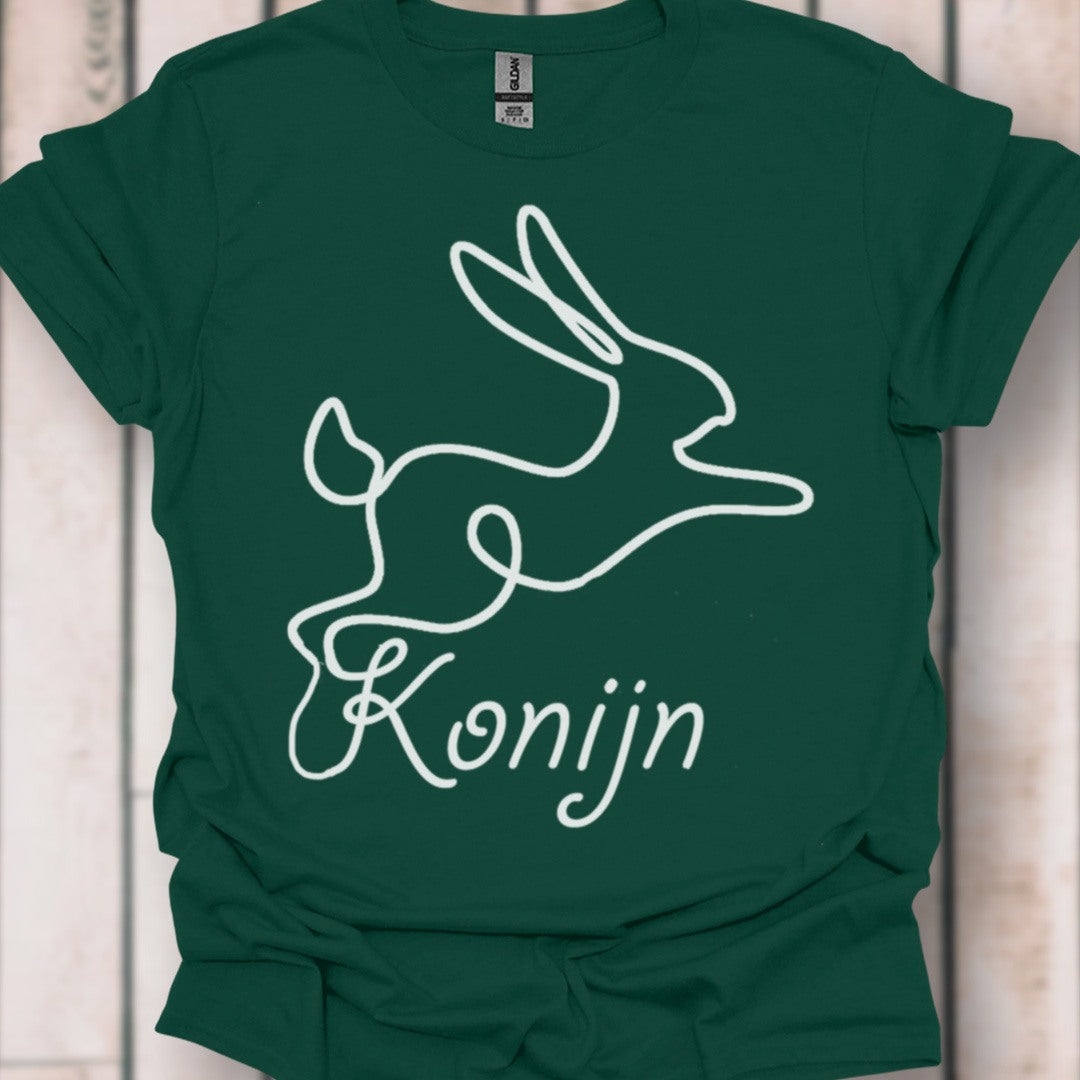 Konijn lijntekening wit tijdloos T-shirt