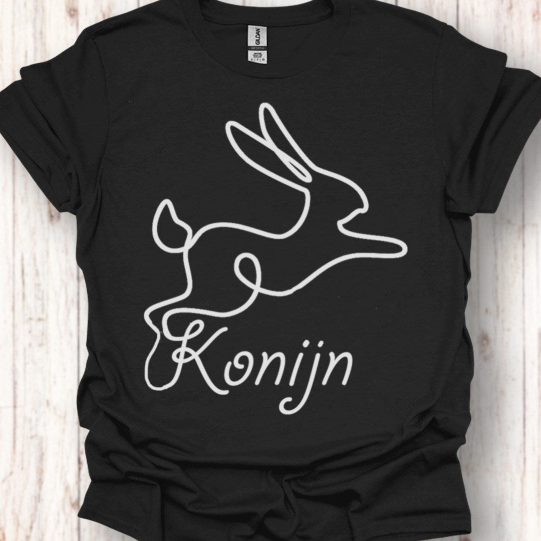 Konijn lijntekening wit tijdloos T-shirt