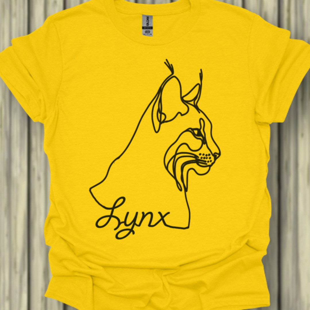 Lynx lijntekening zwart trendy T-shirt