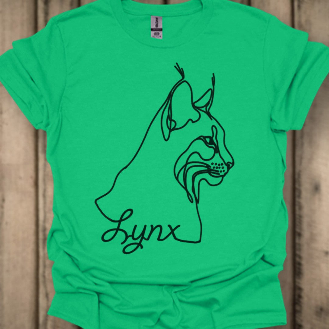 Lynx lijntekening zwart trendy T-shirt