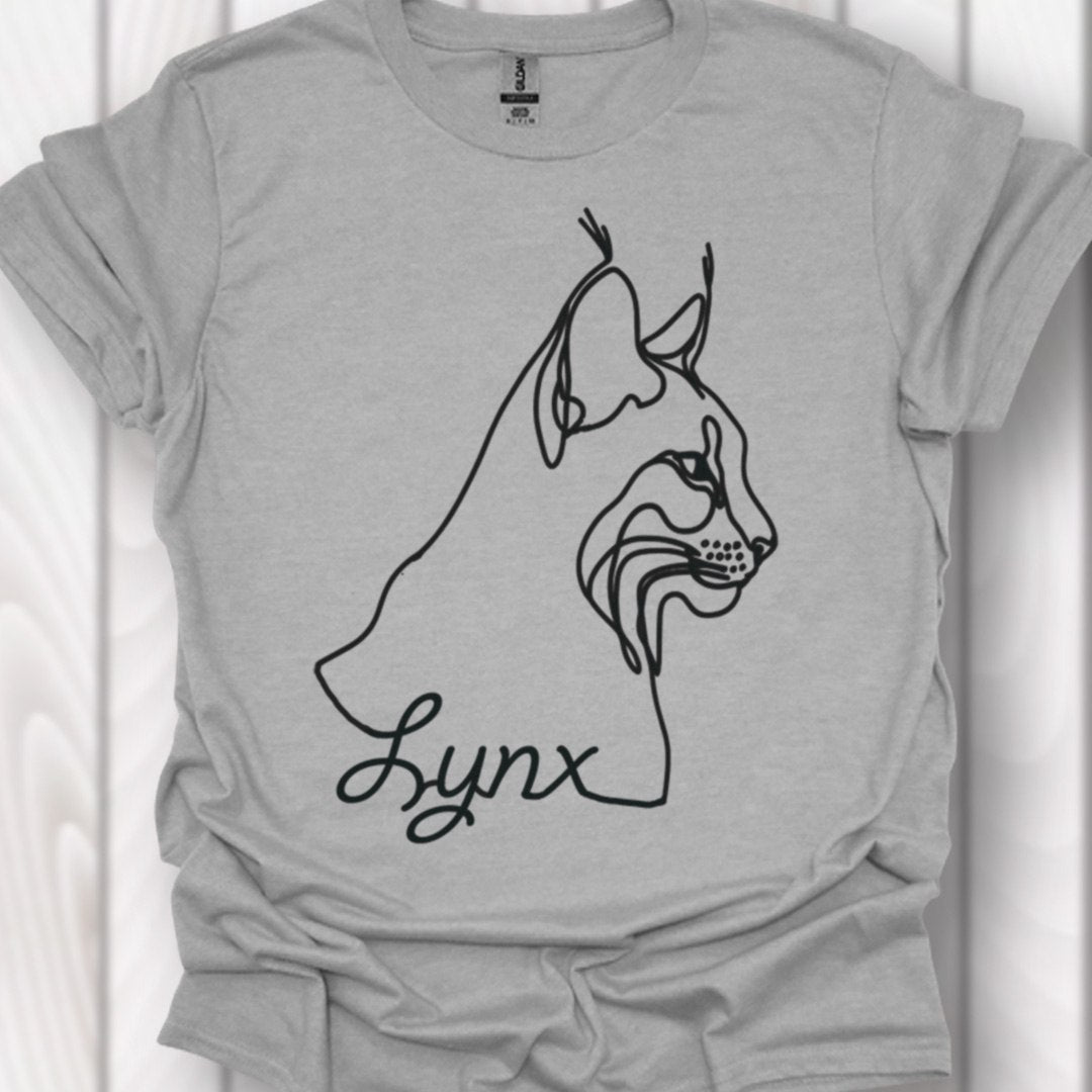 Lynx dessin au trait noir T-shirt intemporel