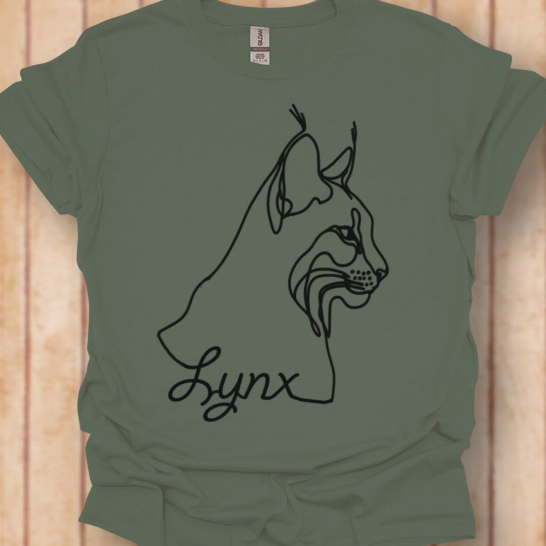 Lynx dessin au trait noir T-shirt intemporel