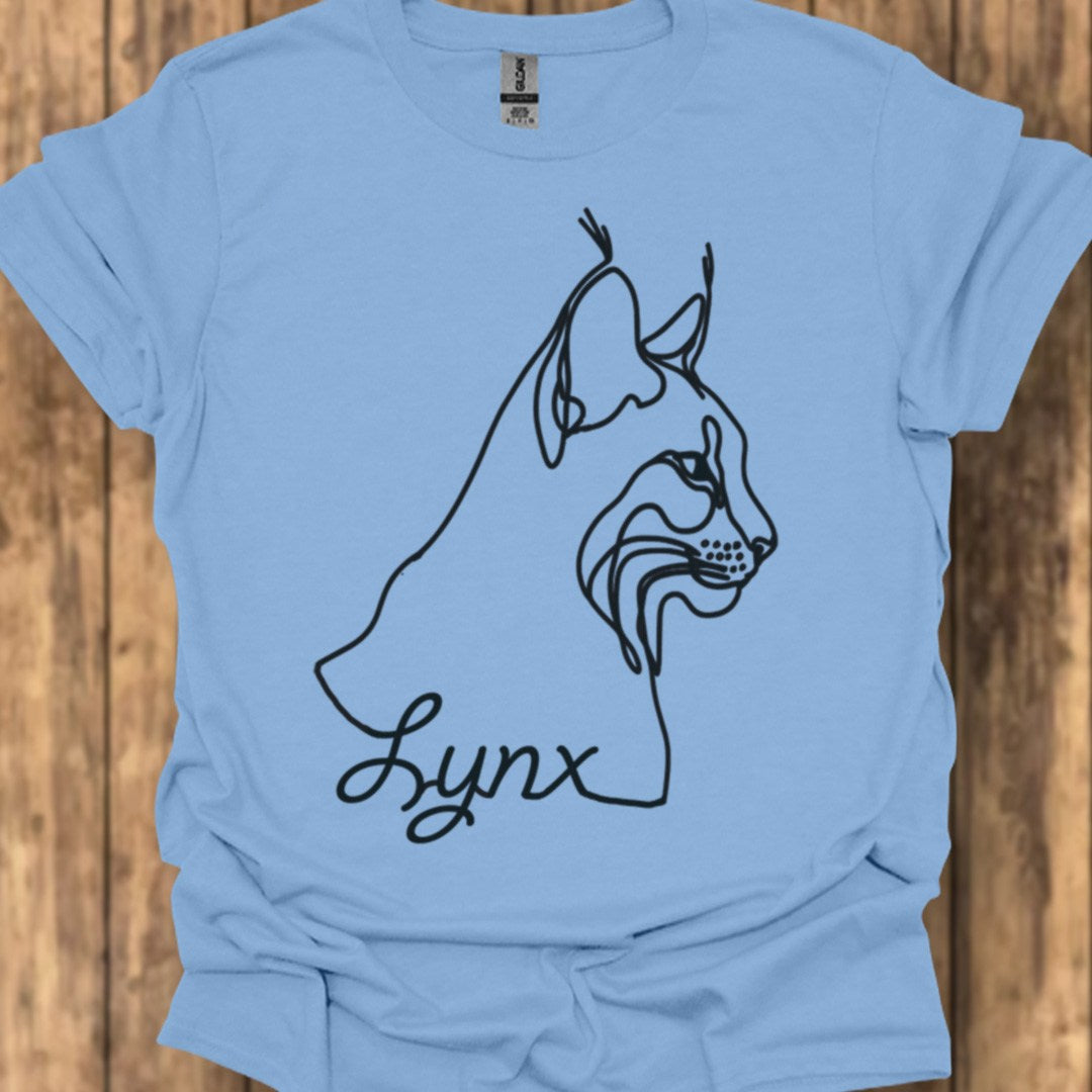 Lynx lijntekening zwart trendy T-shirt