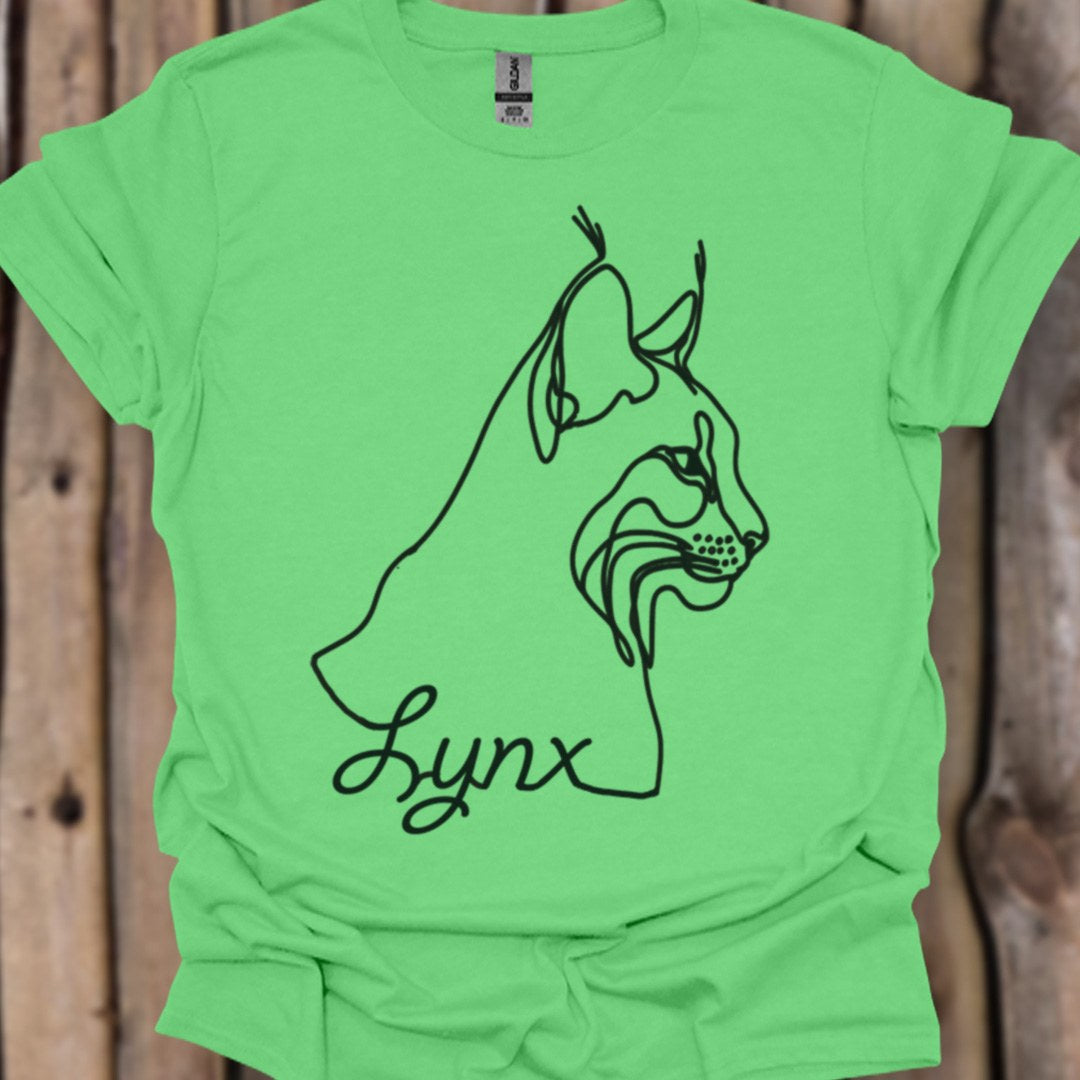 Lynx lijntekening zwart trendy T-shirt
