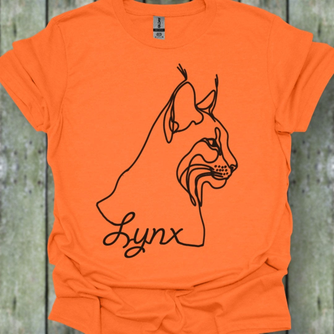 Lynx lijntekening zwart trendy T-shirt