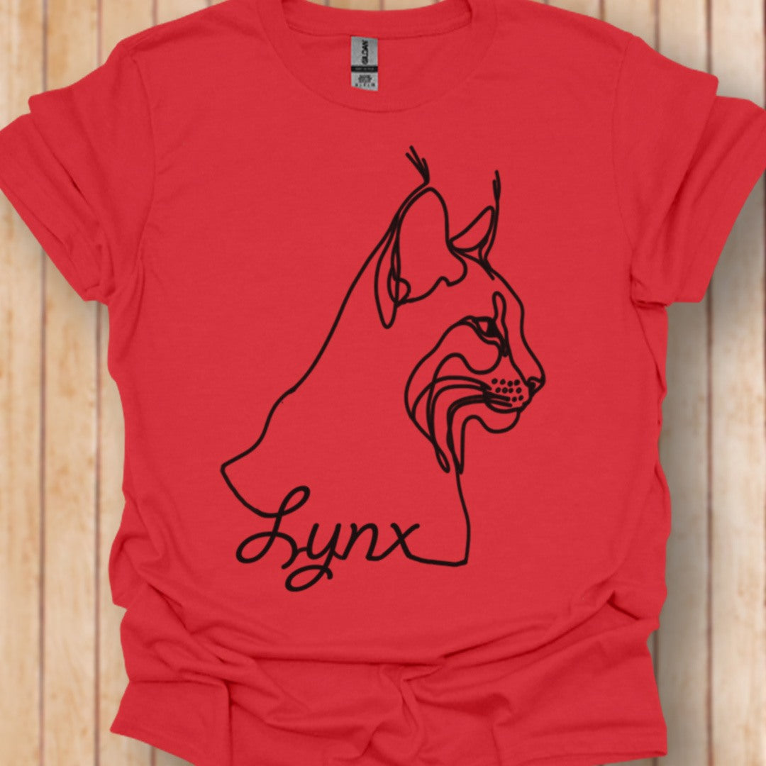 Lynx lijntekening zwart trendy T-shirt