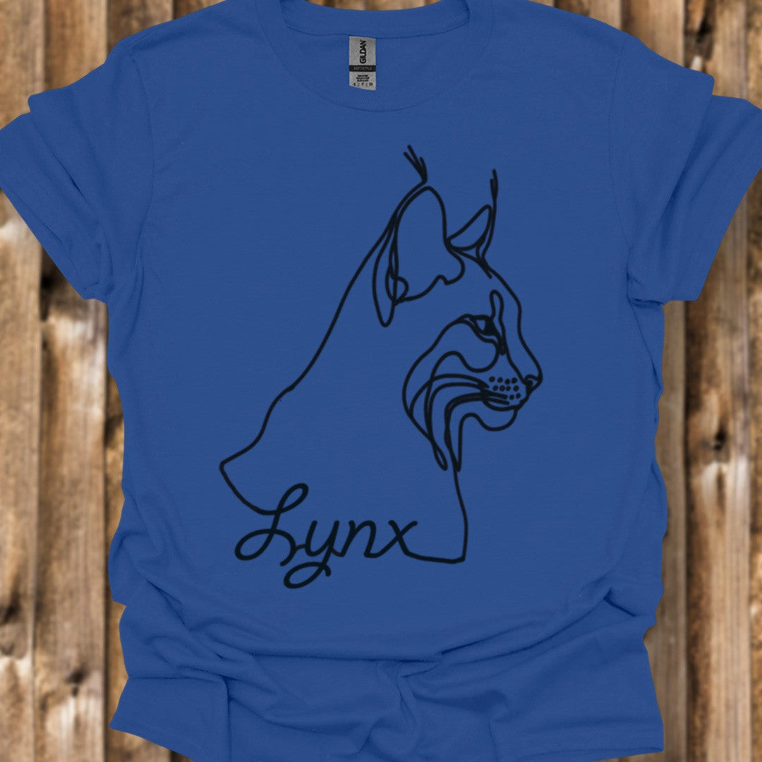 Lynx lijntekening zwart trendy T-shirt