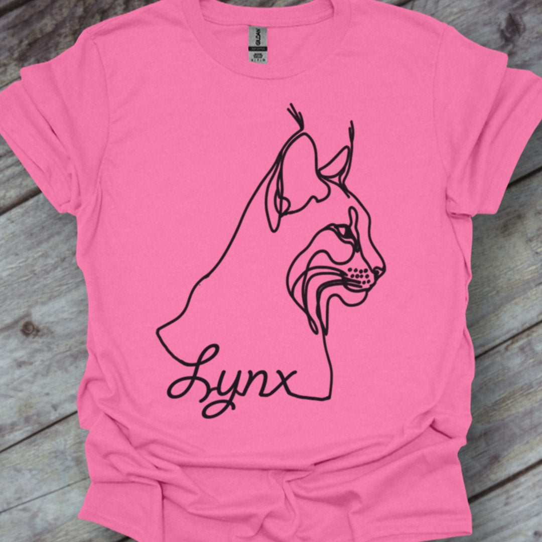 Lynx lijntekening zwart trendy T-shirt