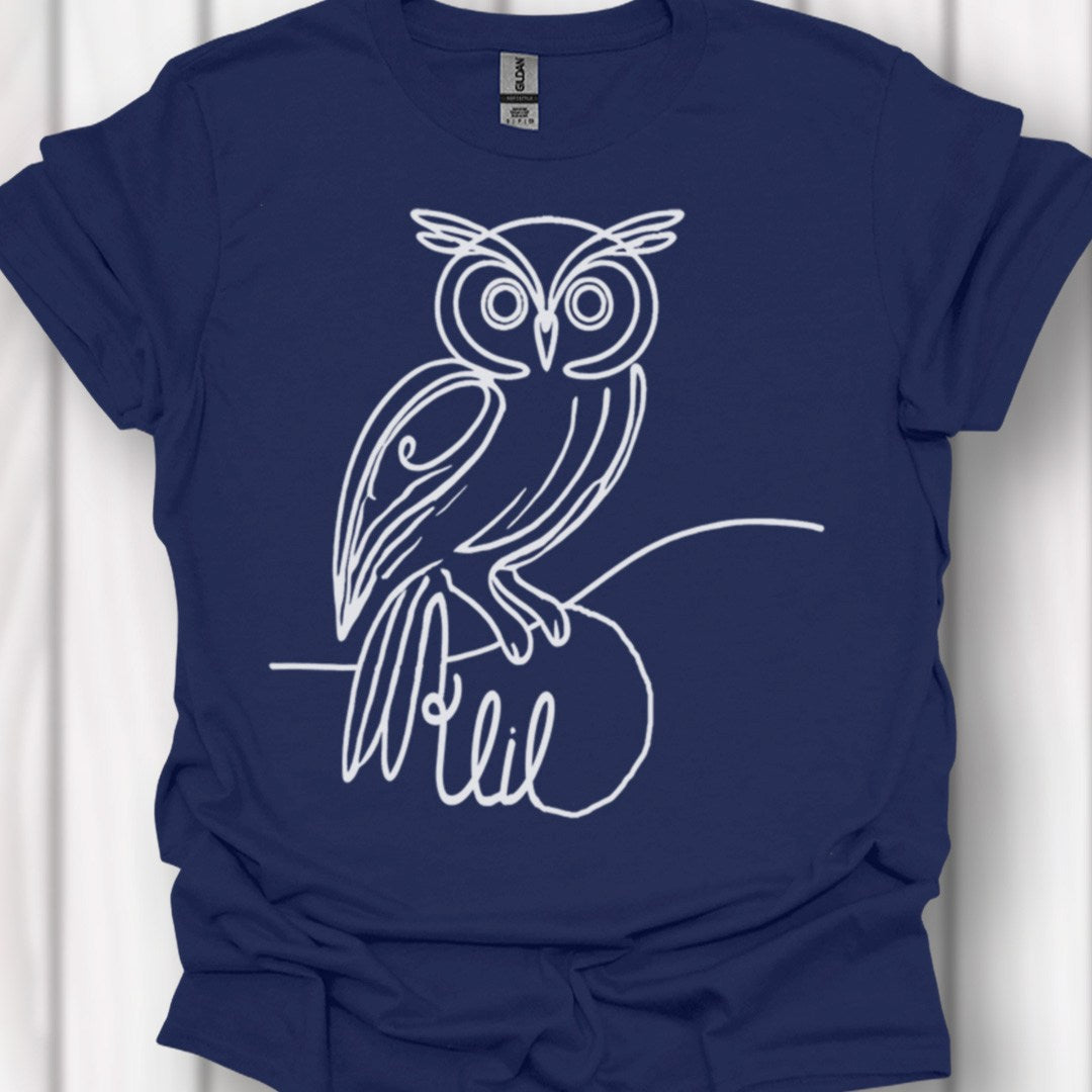 Uil lijntekening wit tijdloos T-shirt