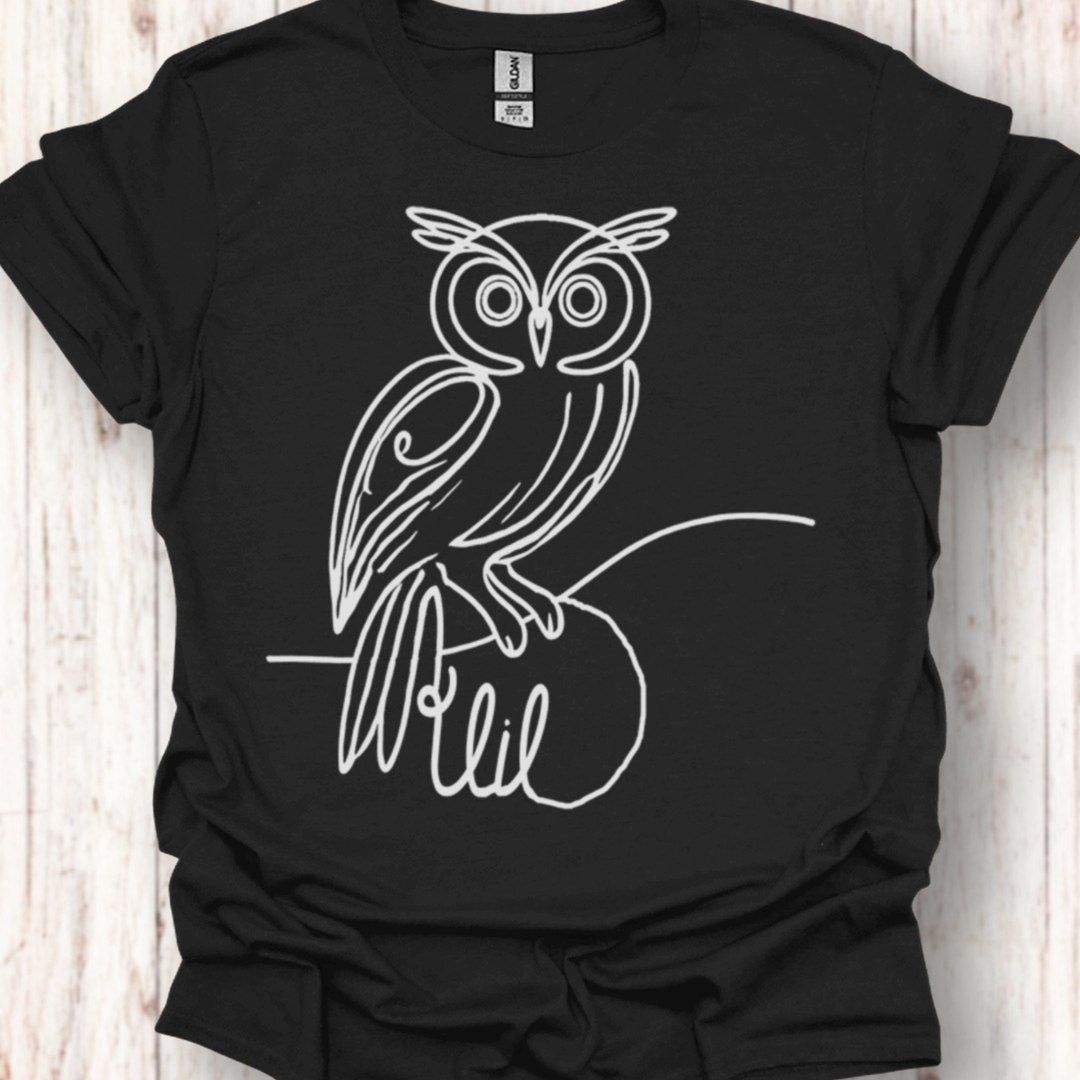 Uil lijntekening wit tijdloos T-shirt