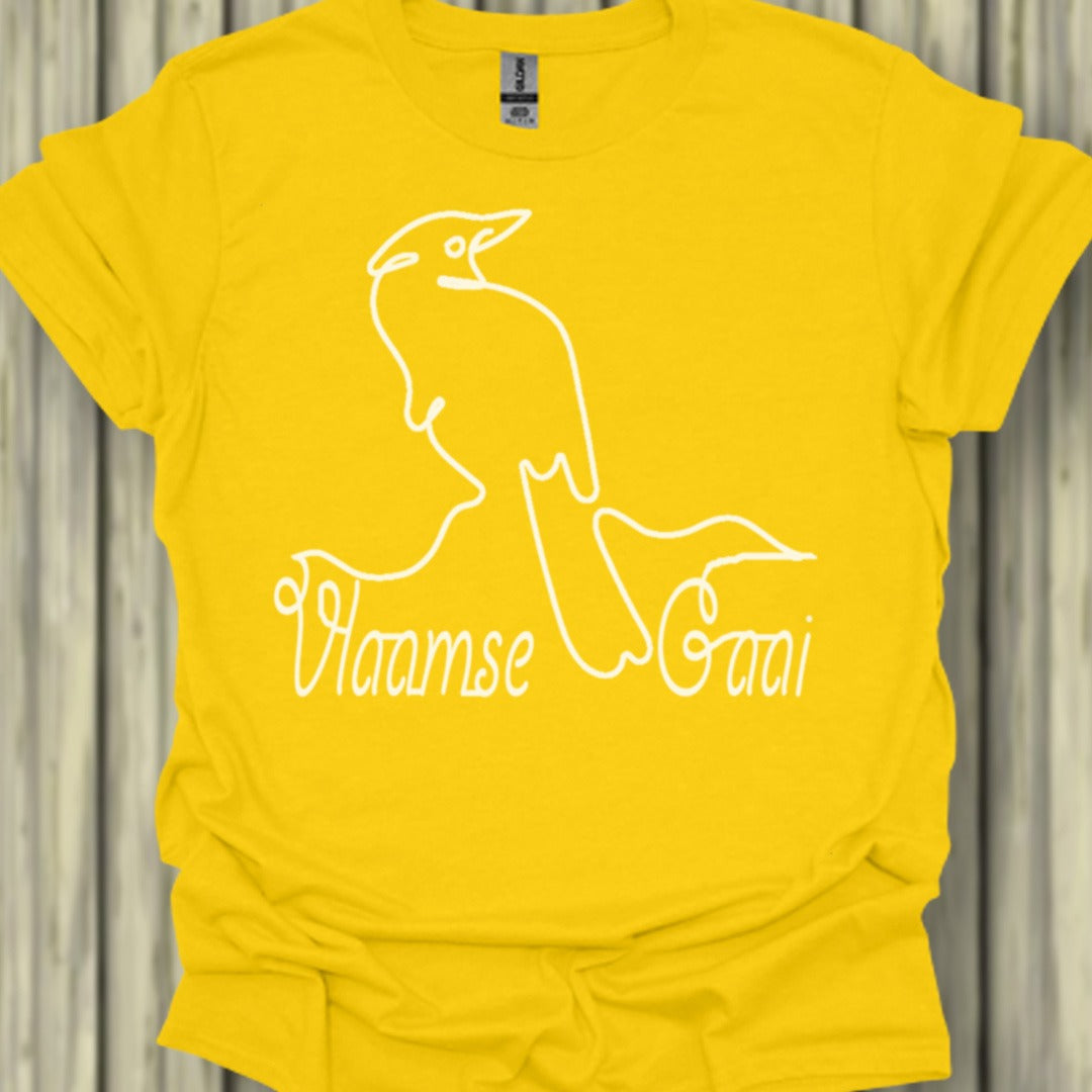 Vlaamse gaai lijntekening wit trendy T-shirt