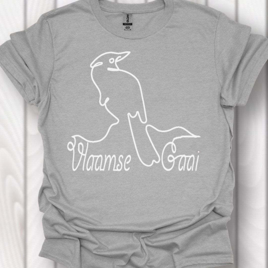 Vlaamse gaai lijntekening wit tijdloos T-shirt