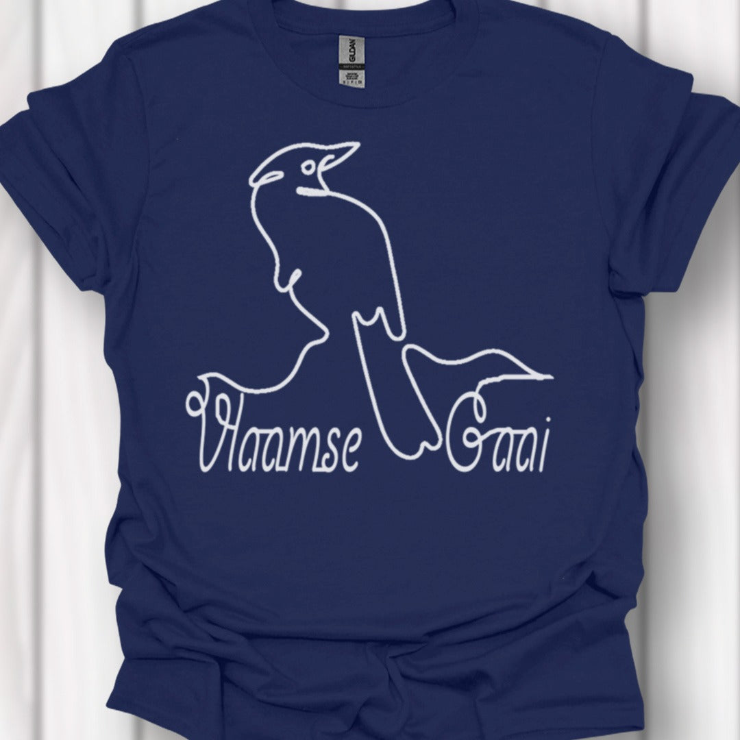 Vlaamse gaai lijntekening wit tijdloos T-shirt