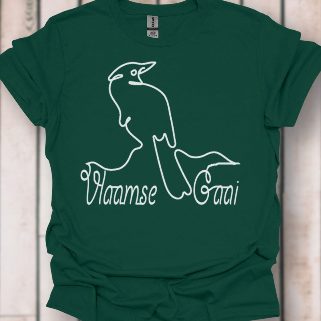 Vlaamse gaai lijntekening wit tijdloos T-shirt