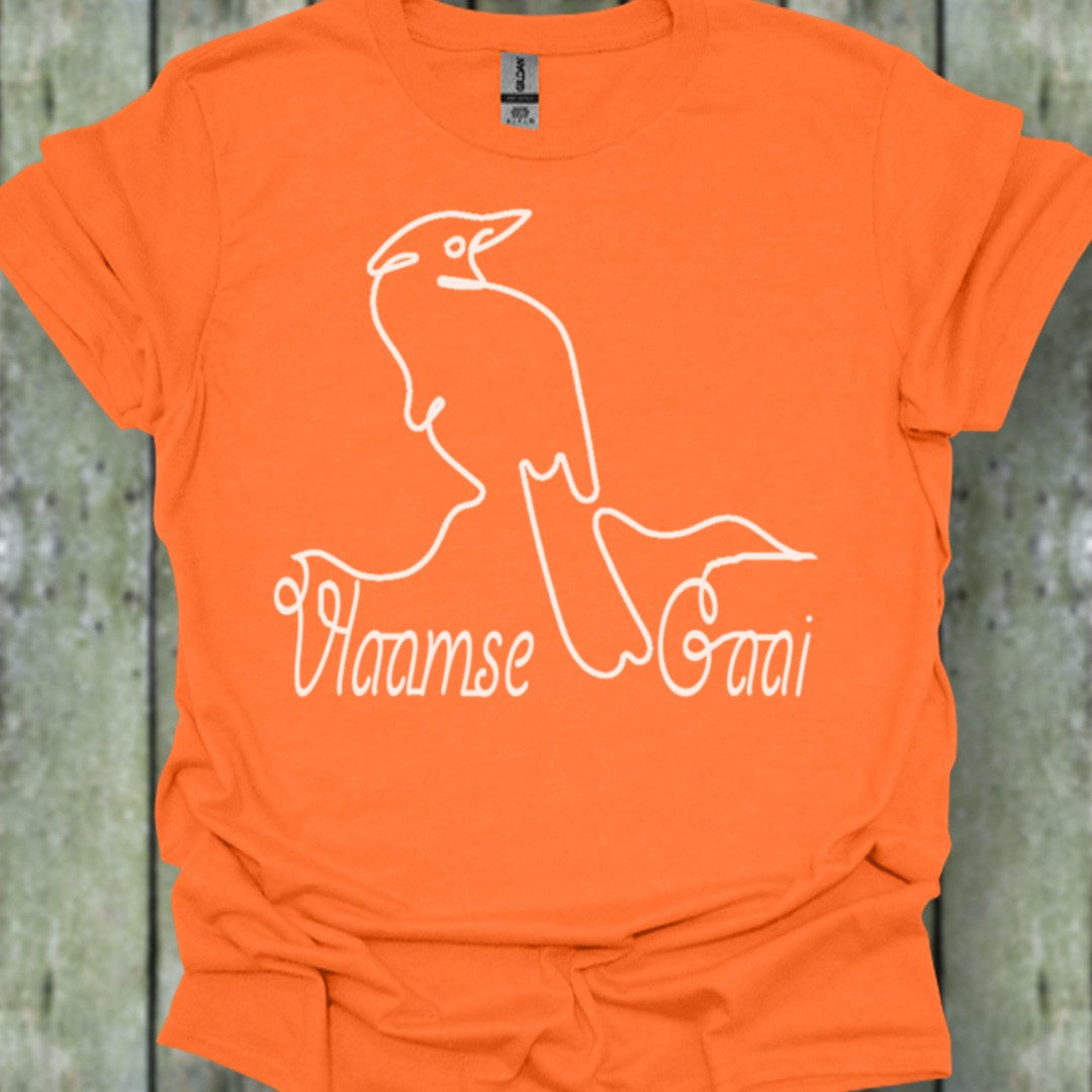 Vlaamse gaai lijntekening wit trendy T-shirt