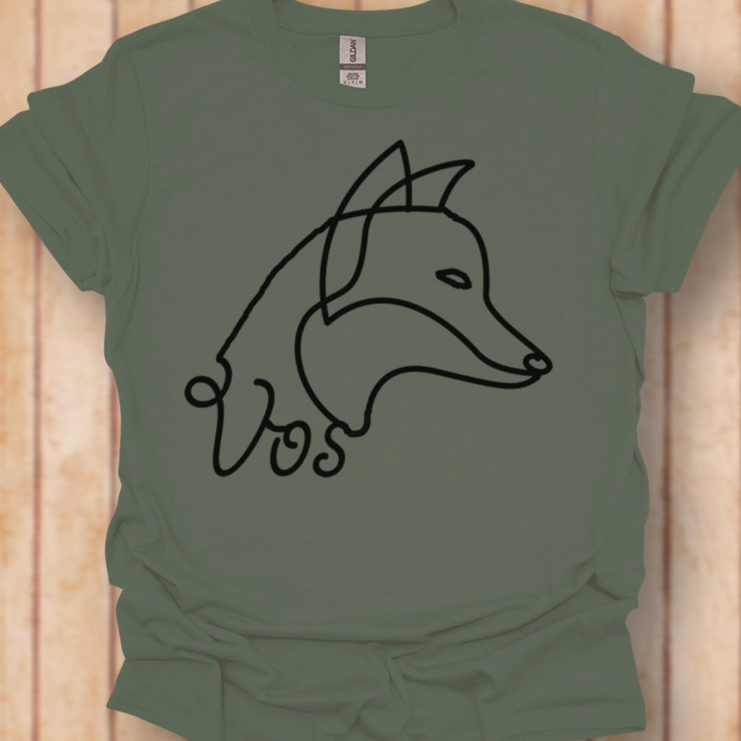 Vos lijntekening zwart tijdloos T-shirt