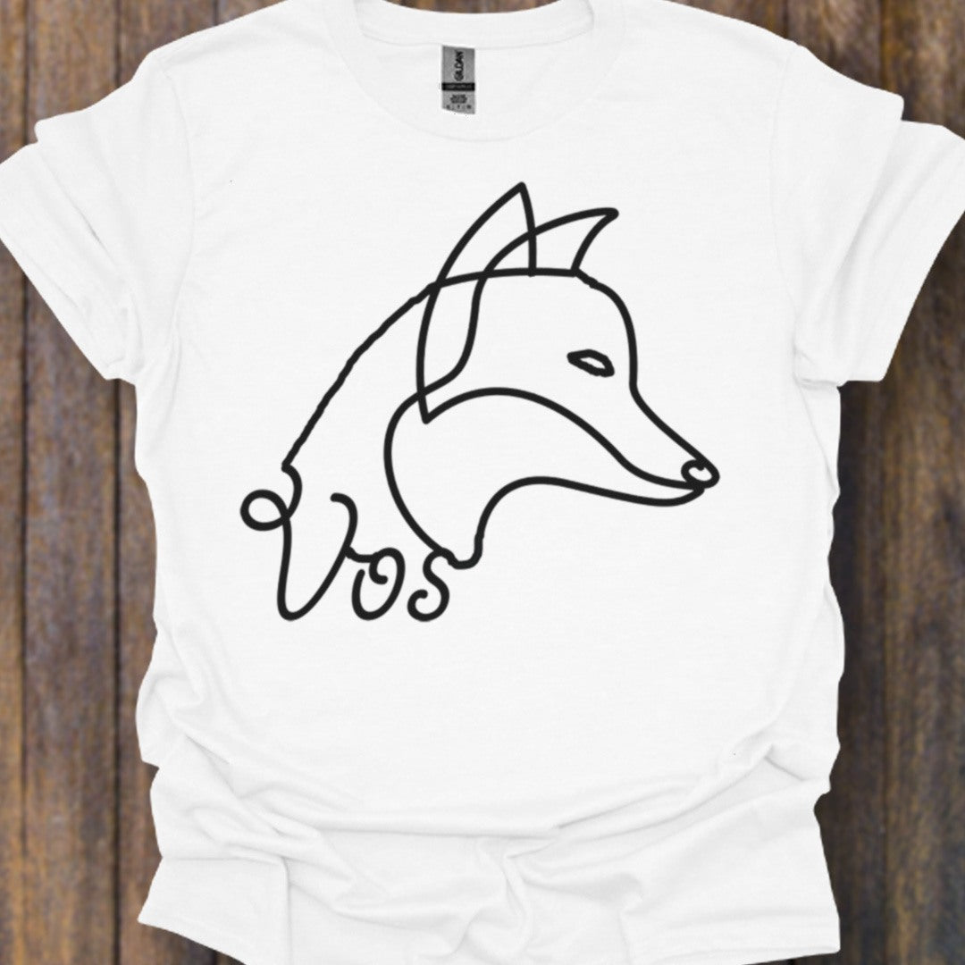 Vos lijntekening zwart tijdloos T-shirt